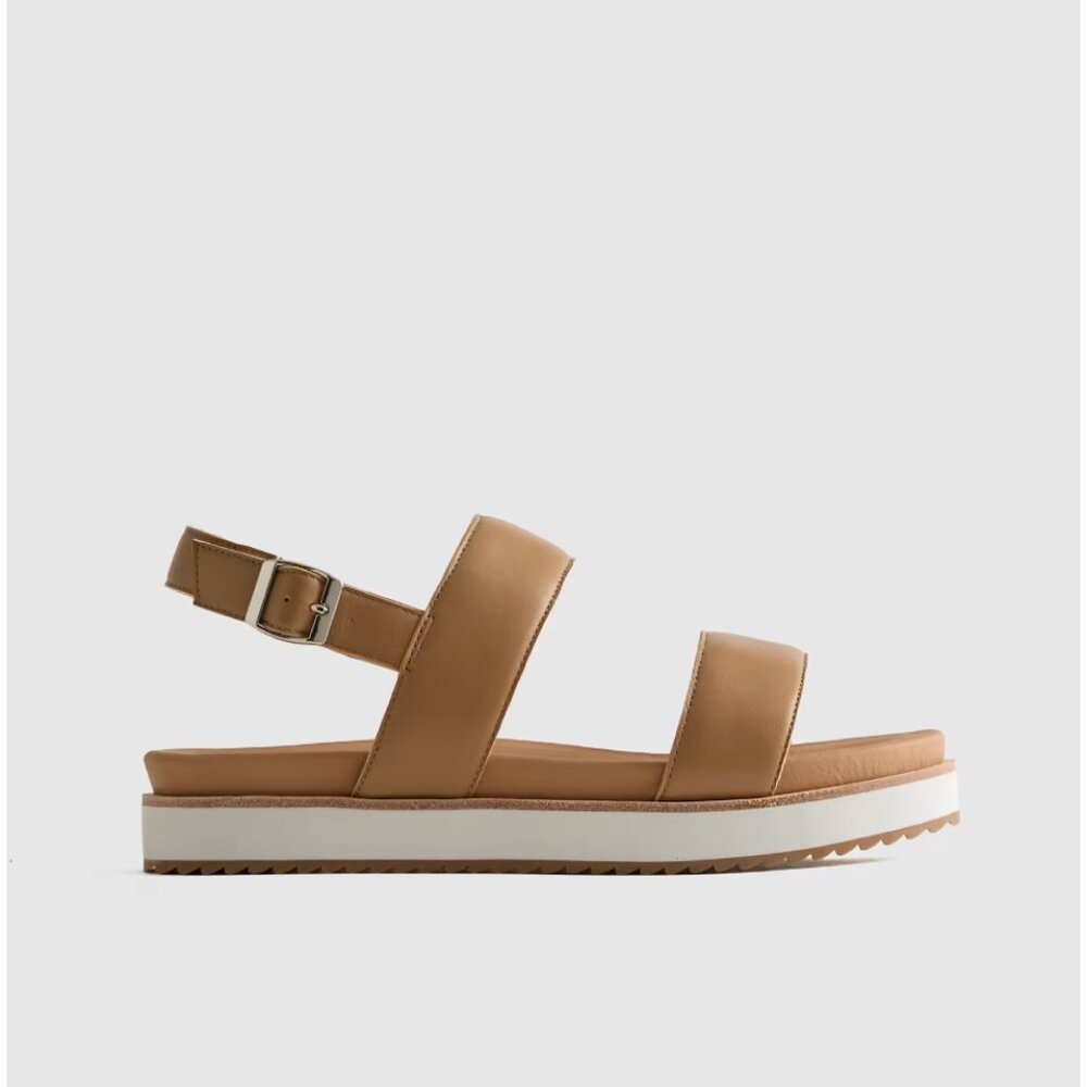 NWT Quince Women Italian Leather Platform Sandal Cashew Tan Shoes 7 - Picture 10 of 11
